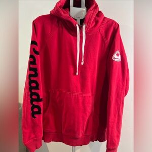Canada Hoodie by Canadiana, men sz XL Red Canada patch & black lettering sleeve